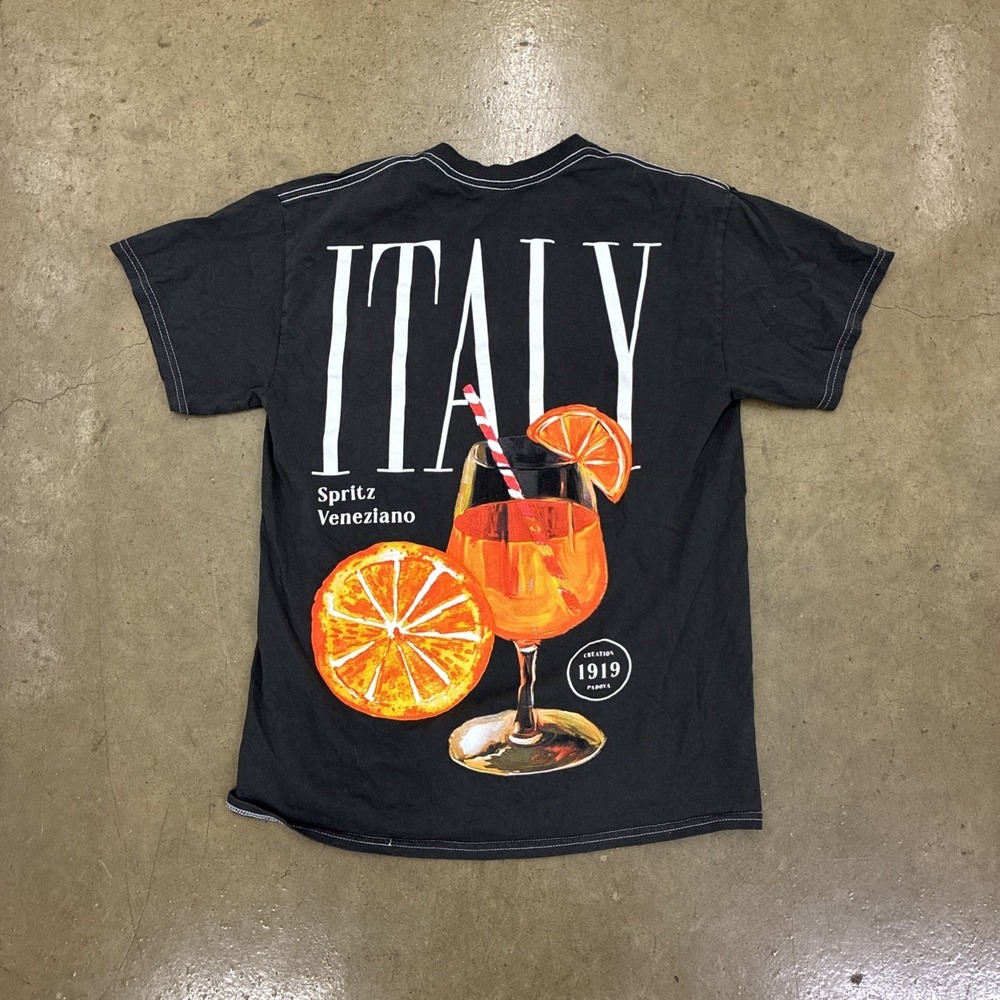 Strange Daze Men's Shirt Size M Black Short Sleeve 100% Cotton Italy Graphic Tee